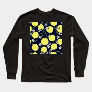 Hand Drawn Tropical Lime And Flowers Long Sleeve T-Shirt